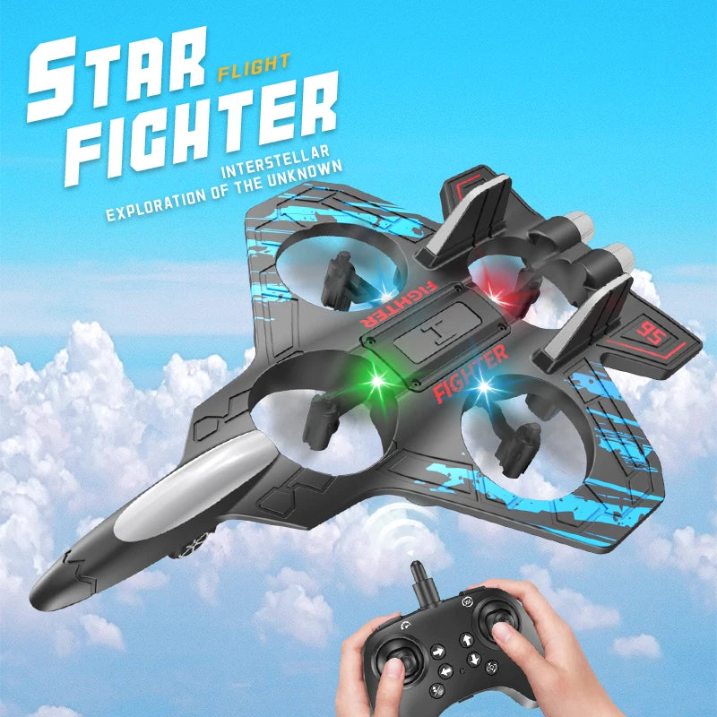 4DRC V32 Foam Remote Control Airplanes RC Planes for Kids Adults 8-16, RC Airplane Fighter Jet with Light, 360° Flip Fighter Jet Toys, Stunt Roll, Airplane Toy Gifts for Kids Boys